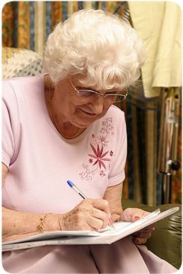 lady writing in her diary